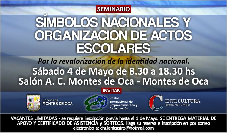 Montes de Oca: Llega el Seminario de Símbolos y Protocolo