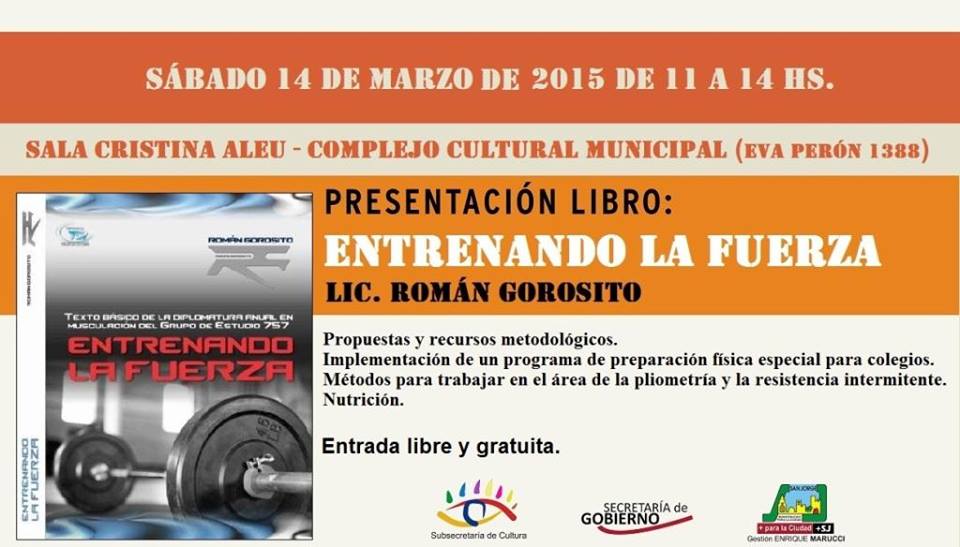 San Jorge: Presentación del Libro «Entrenando la Fuerza»