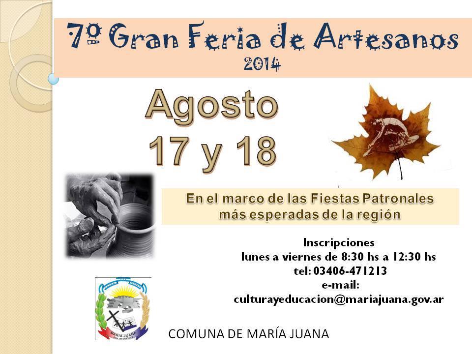 Maria Juana: Se viene la 7° Feria de Artesanos