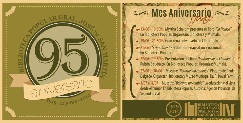 Sastre: Aniversario de la Biblioteca Popular General San Martín