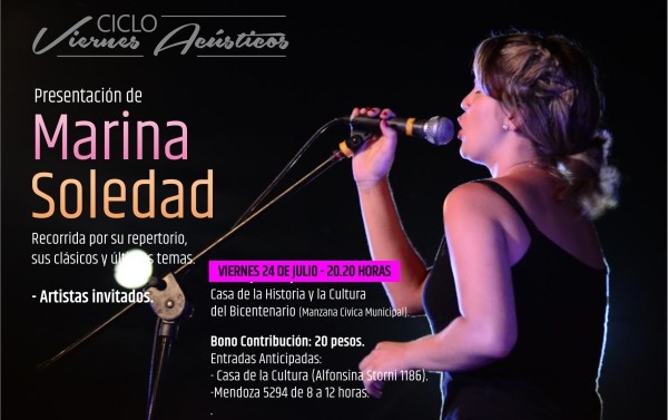 Recreo: Este viernes se presentará el acústico de “Marina Soledad”