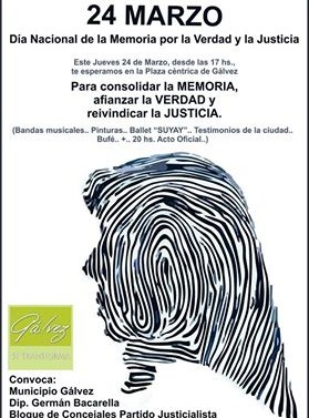 Gálvez conmemora el «Día de la Memoria por la Verdad y la Justicia»