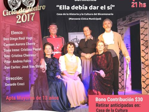 «Compartiendo Cultura»: La obra “Ella debía dar el sí” de Sarmiento llega a Recreo