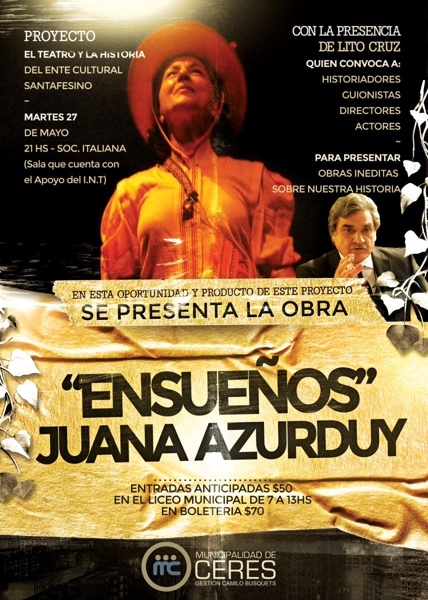 Ceres recibirá a Lito Cruz y su Proyecto «El Teatro y la Historia»